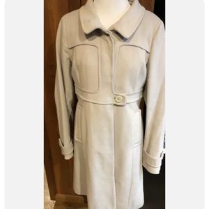 Reiss Wool Coat Ivory Size Small Knee Length Flattering Warm Lined